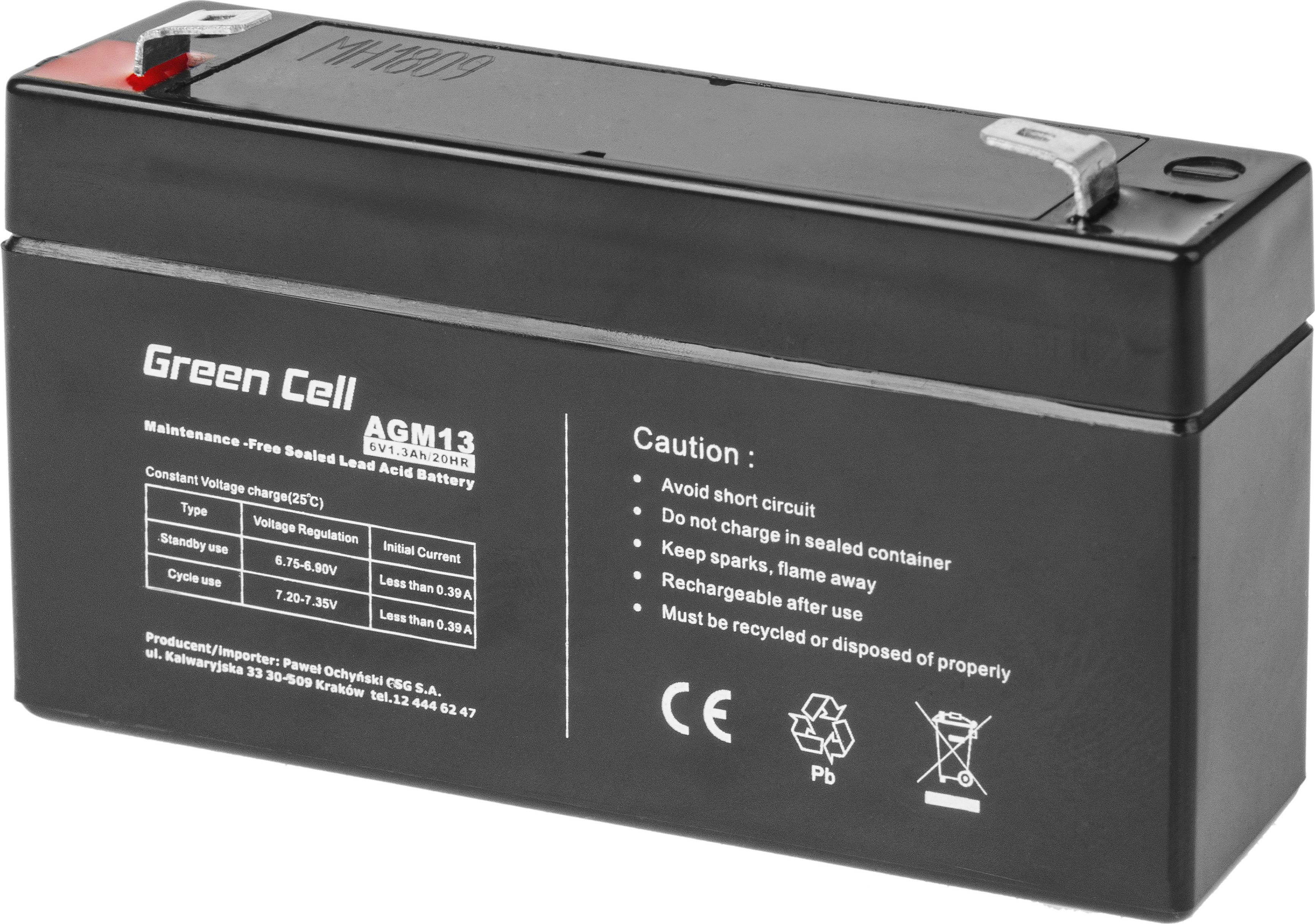 Green Cell AGM VRLA 6V/1.3Ah