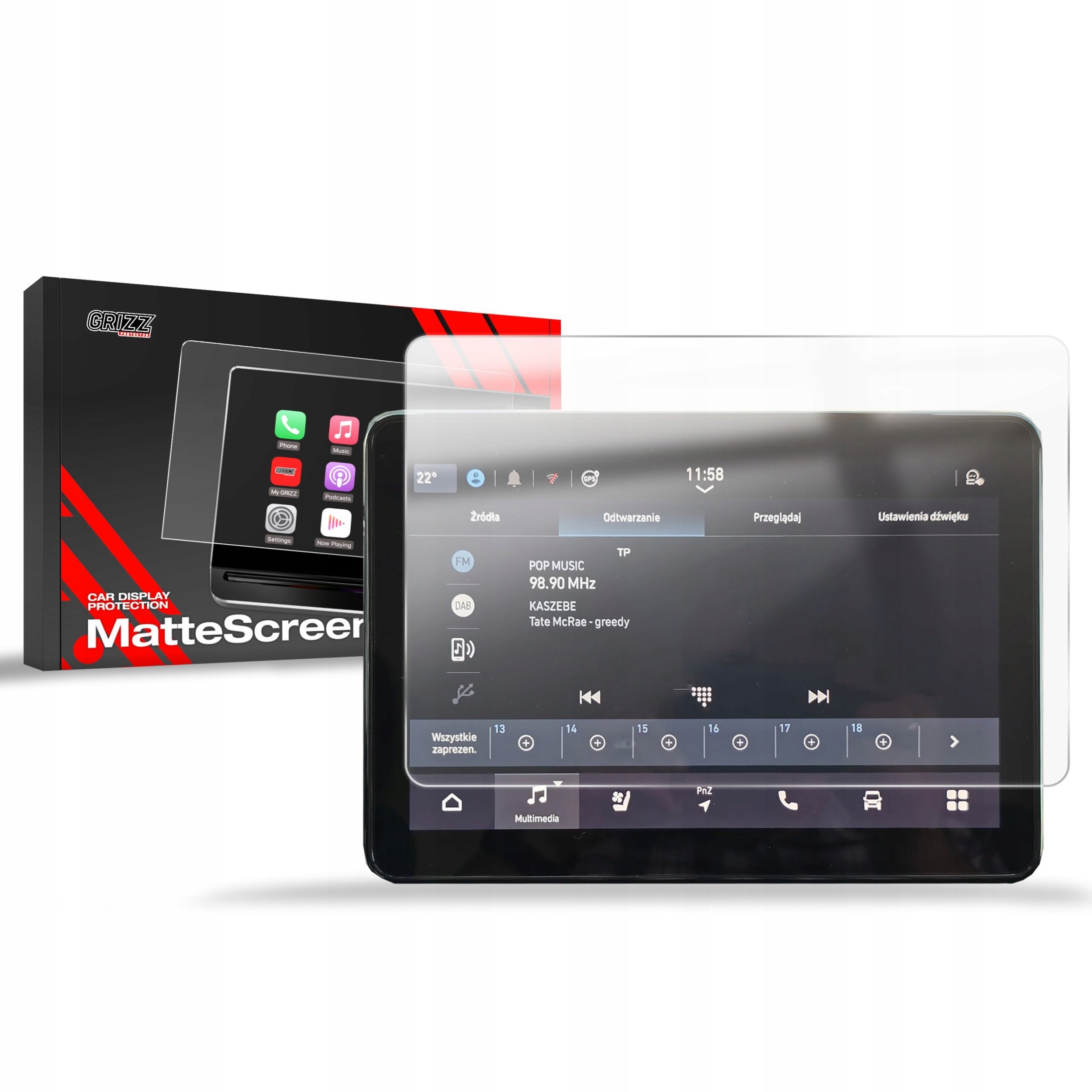 GrizzGlass  matowa CarDisplay Protection do RAM