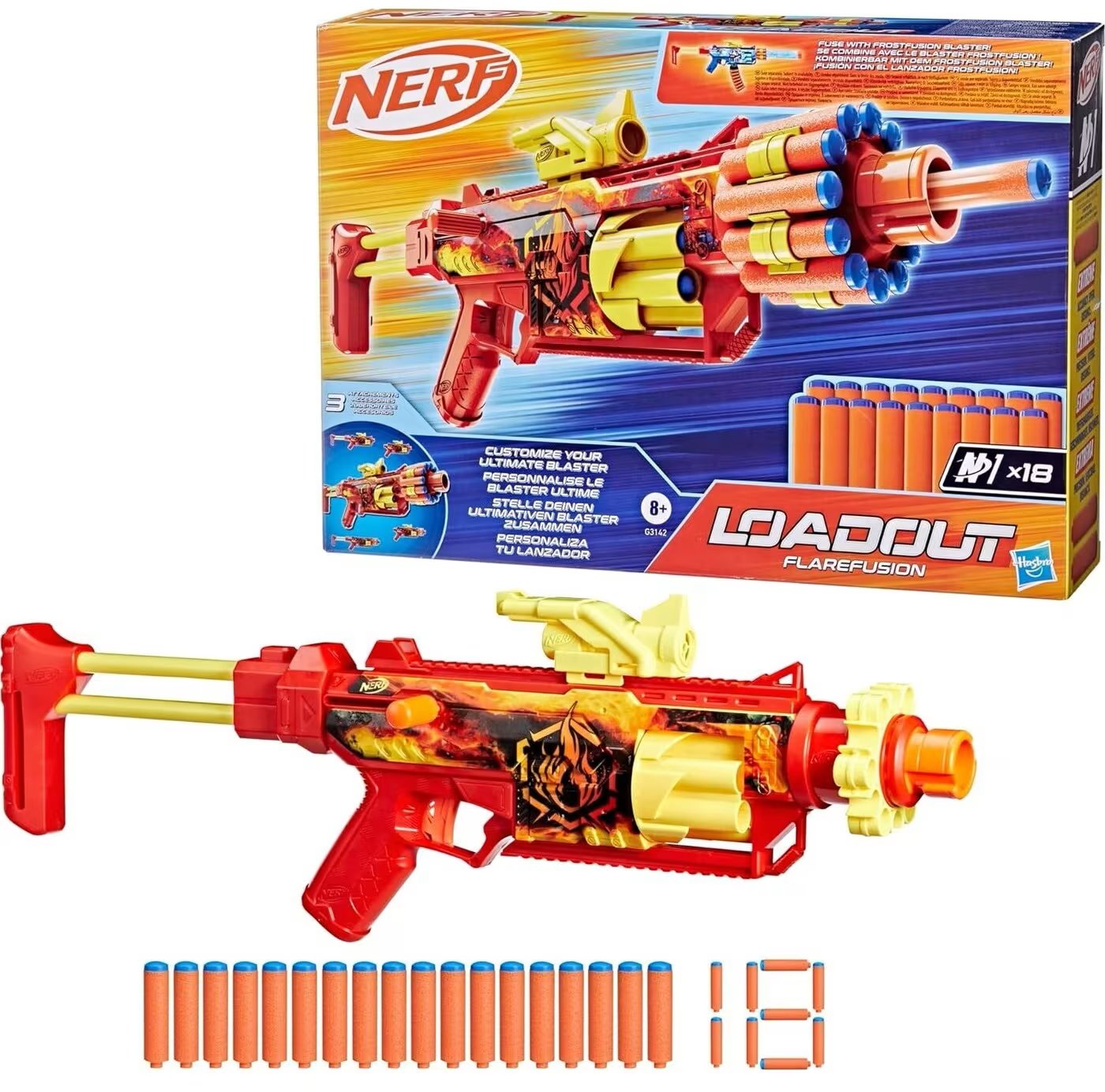 Hasbro NERF  Loadout Flarefusion Blaster +