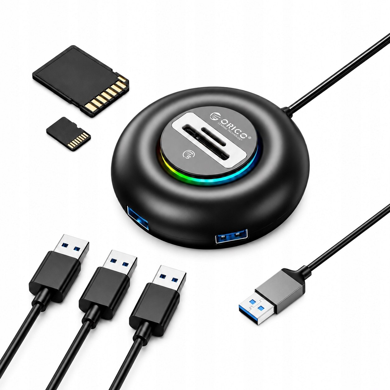 HUB USB Orico YXR5-U3 RGB 4-portowy