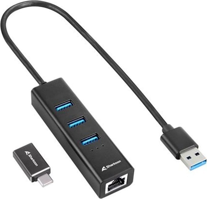 HUB USB Sharkoon Aluminium 1x RJ-45