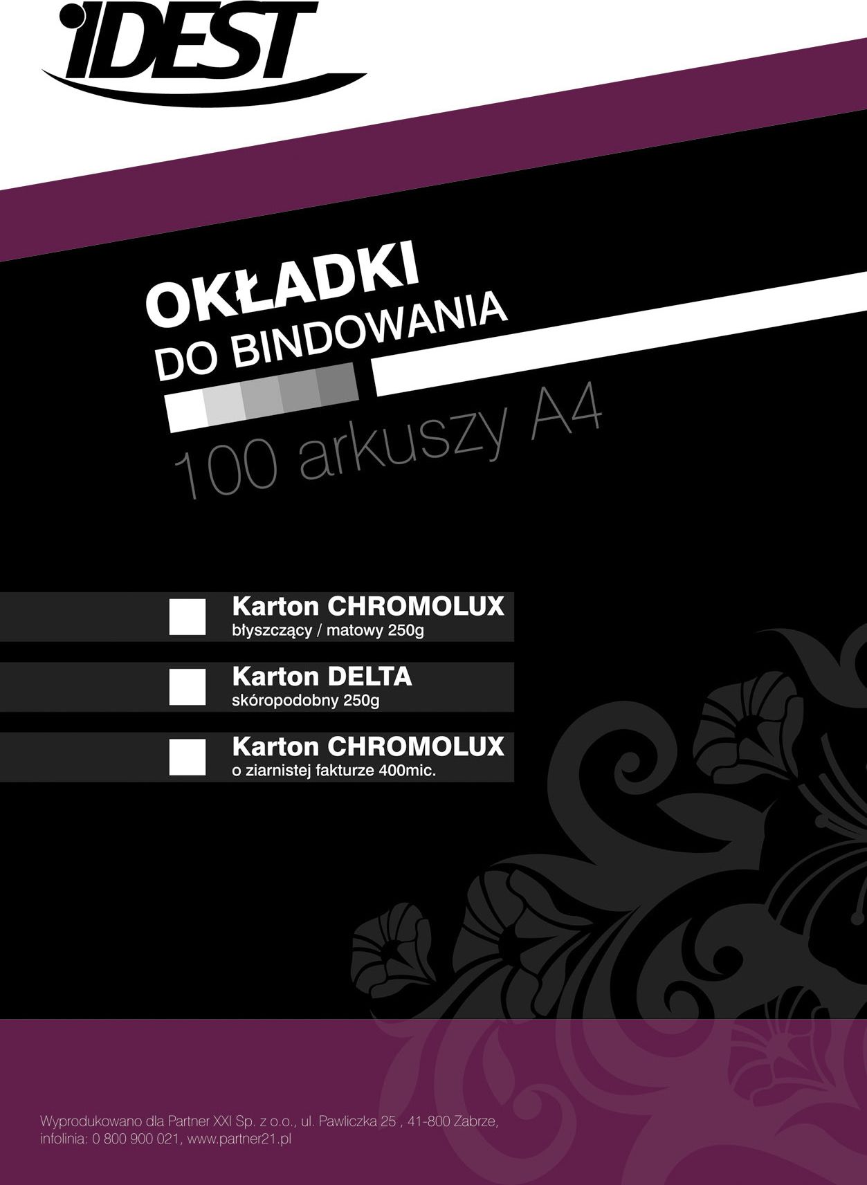 Idest Okładki do bindowania CHROMOLUX A4