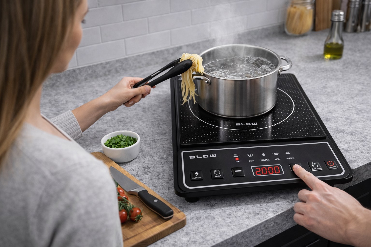 Induction cooker, single-burner, adjustable hob, 2000W