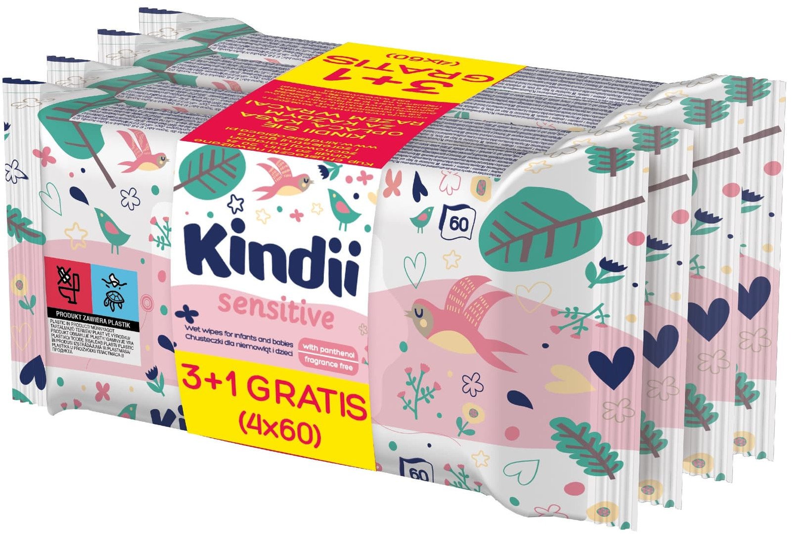 I KINDII Sensitive Chusteczki oczyszczające 3+1