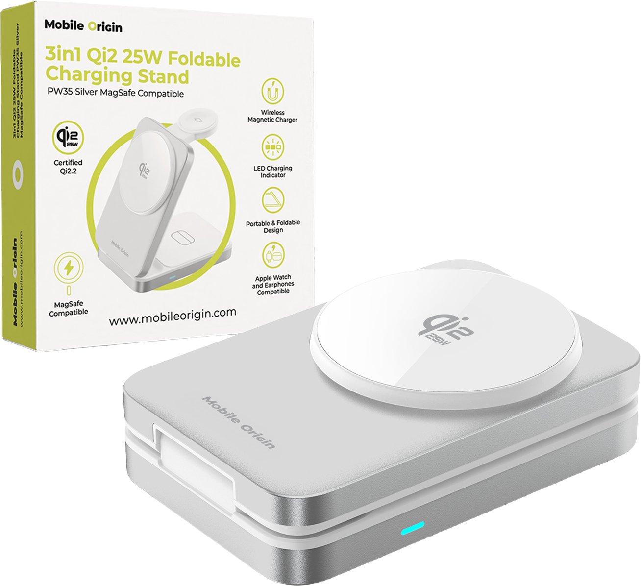 Mobile Origin 3in1 Qi2 Foldable Charging