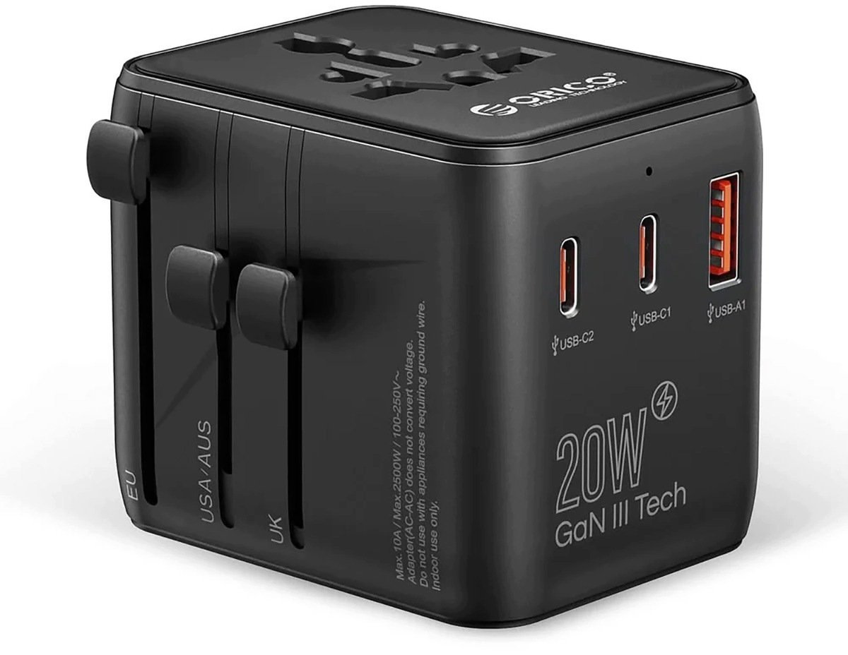 Orico , adapter sieciowy UK/EU/US/AU, 2x UBS-C