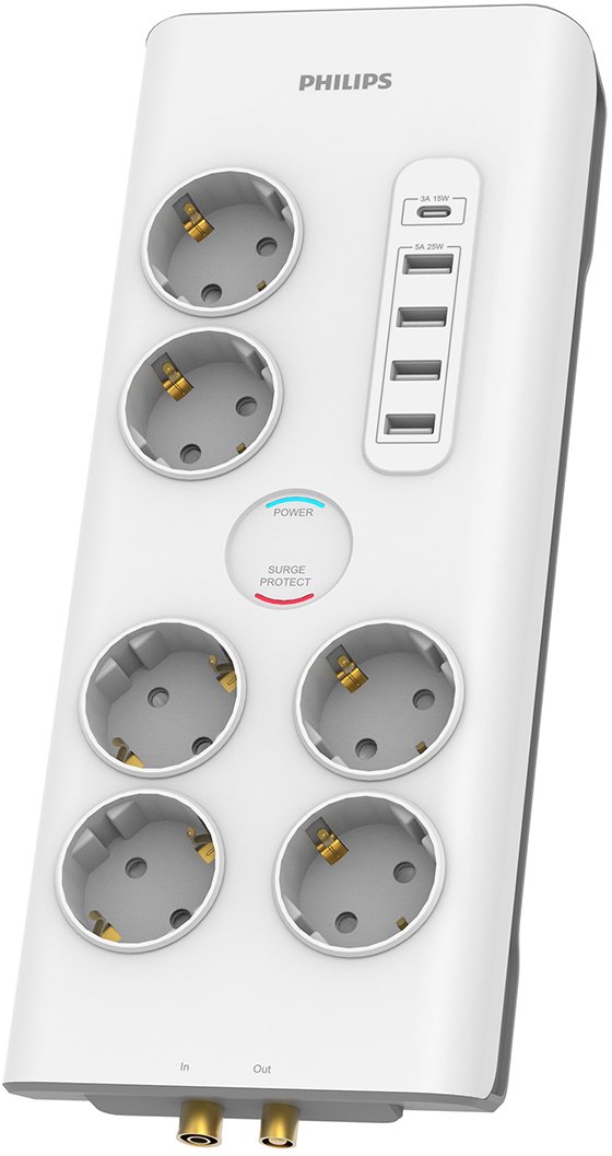 Zasilająca Philips przeciwprzepięciowa 6  2 m