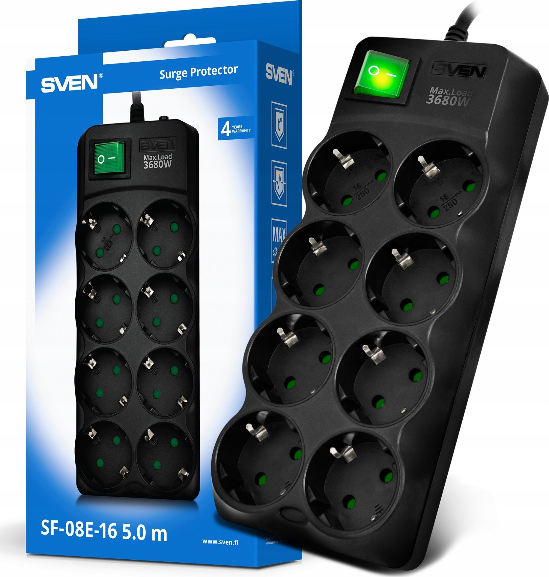 Zasilająca Sven SF-08E-16 przeciwprzepięciowa 8  1