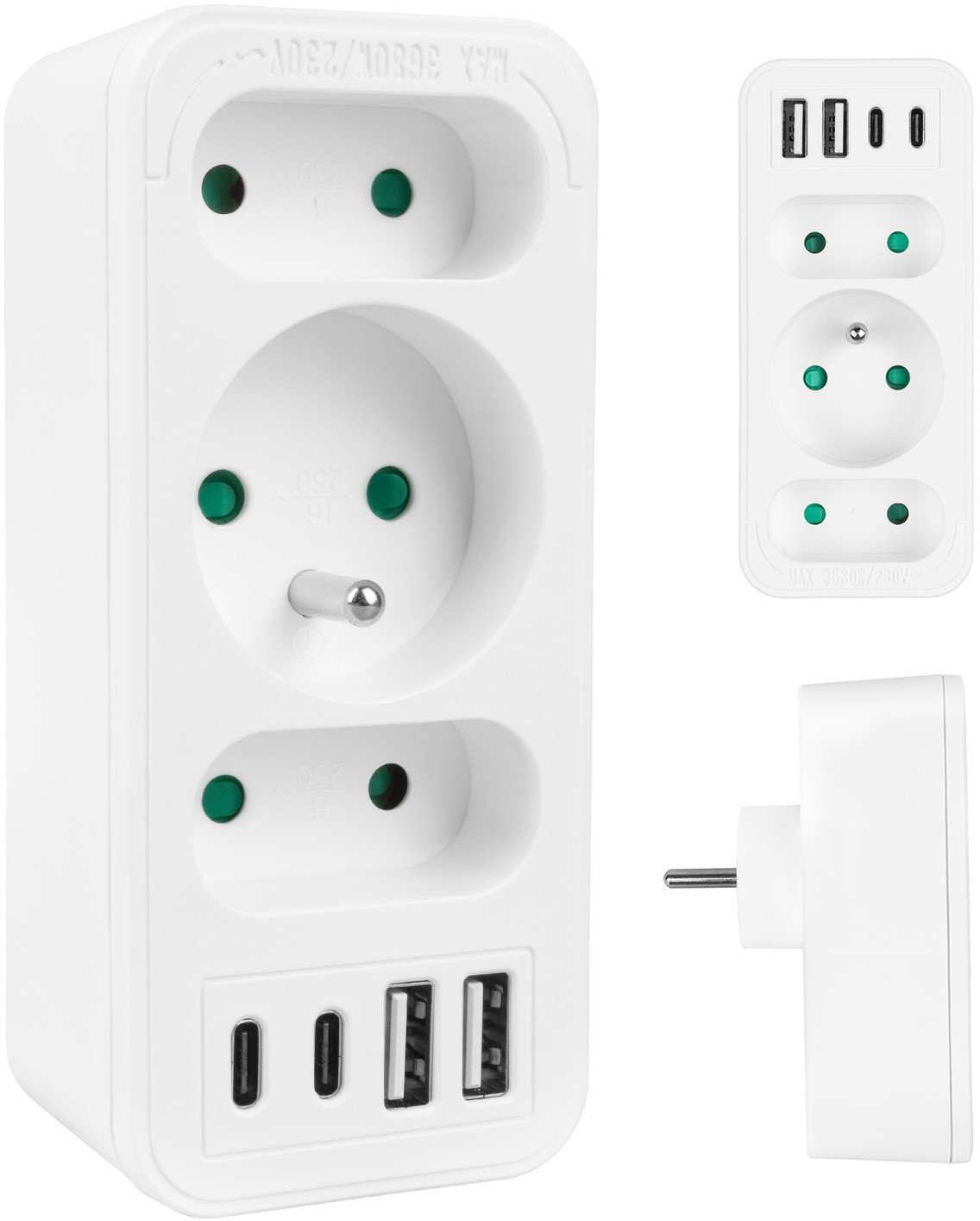 Maclean Gniazdko prądowe x3 + 4xUSB