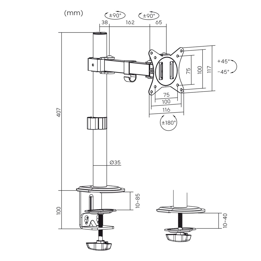 Maclean  wymonitor 17" - 32" (MC-572N)