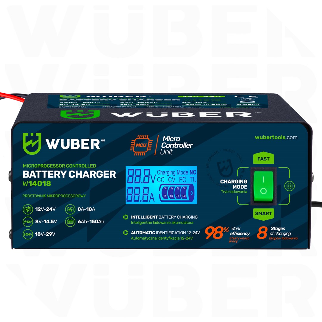 Microprocessor-controlled car battery charger 10 A