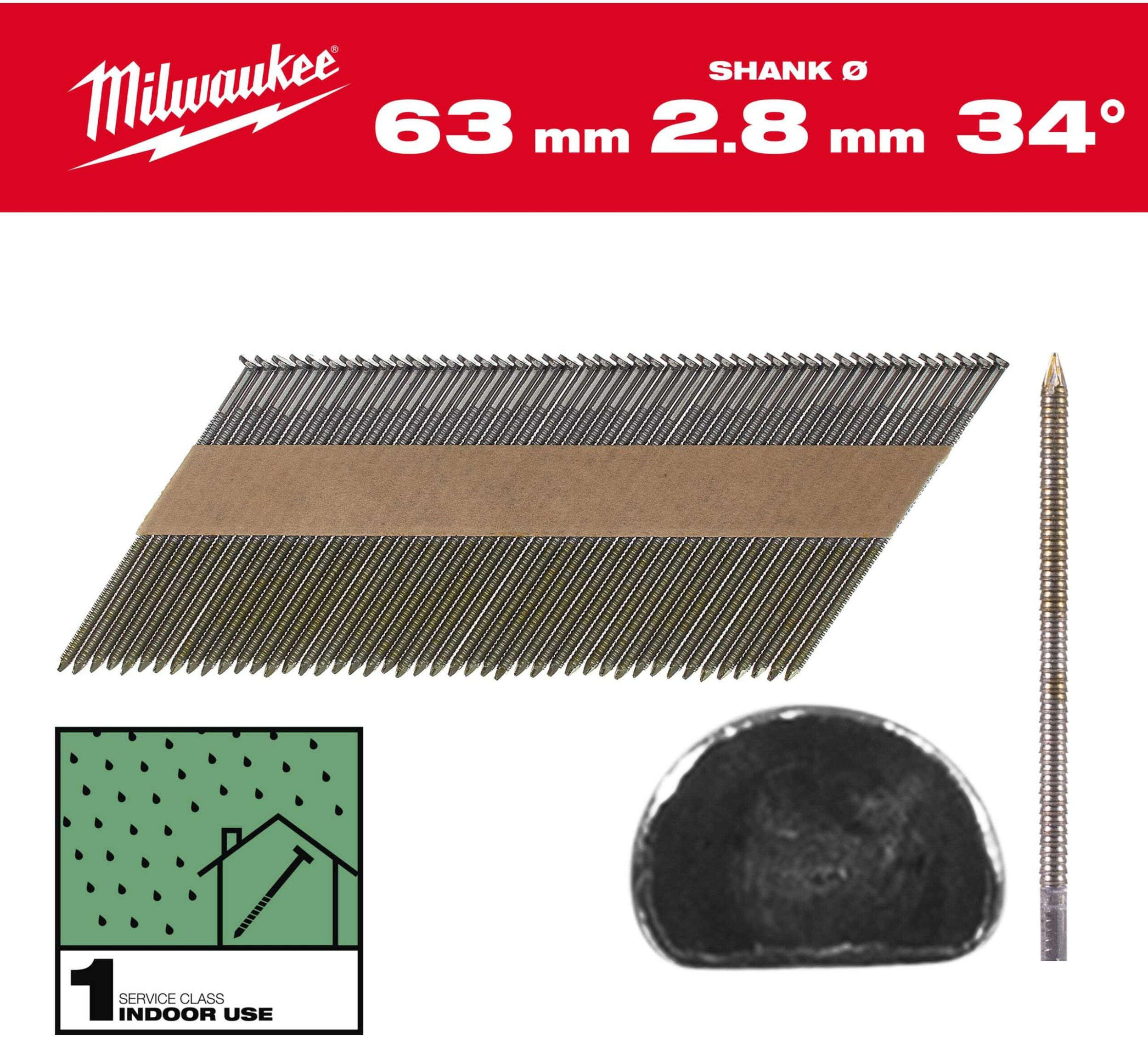 Milwaukee Milwaukee gwoździe 34° owe łeb