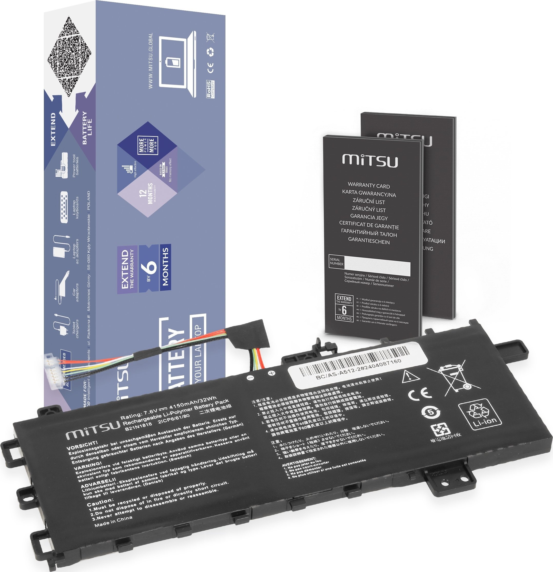 Mitsu Battery B21N1818 for Asus Vivobook