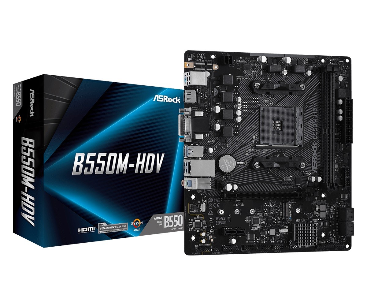 ASRock Motherboard B550M-HDV AM4 2DDR4 HDMI/DVI/D-SUB