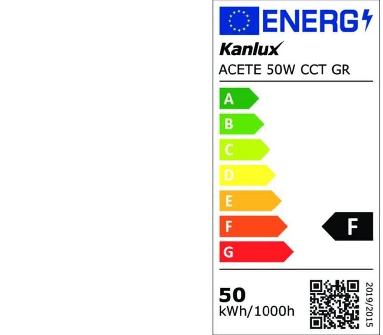 Kanlux  ACETE 50W CCT GR 4300lm(WW)/5400lm(NW)/4850lm(CW)