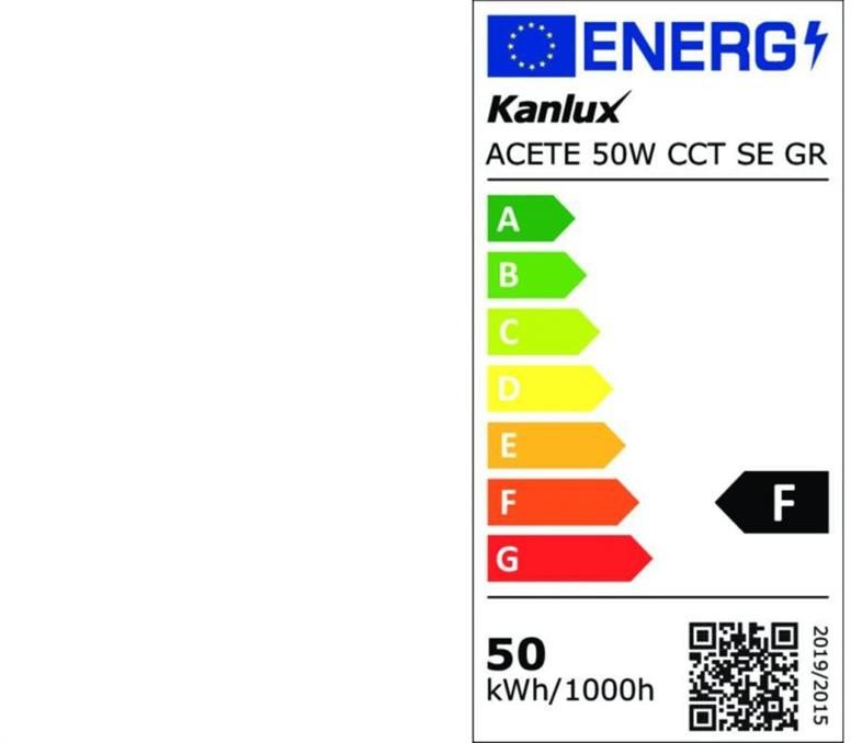 Kanlux    ACETE 50W CCT GR 4300lm(WW)/5400lm(NW)/4850lm(CW)