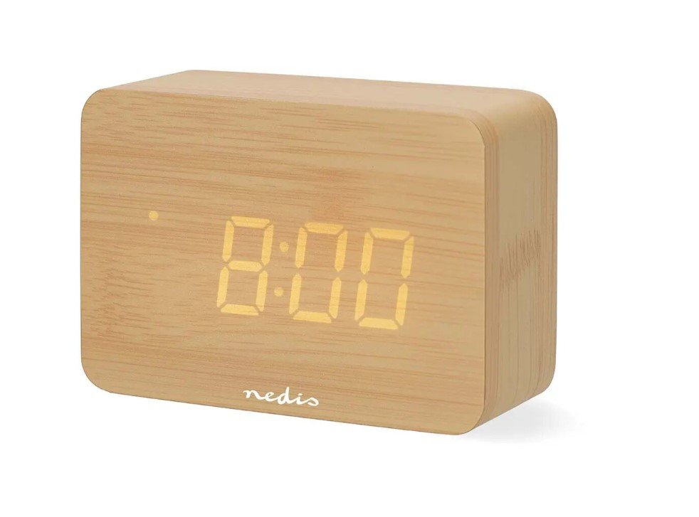 Nedis digitālais radio modinātājs, koka CLDK2008BN