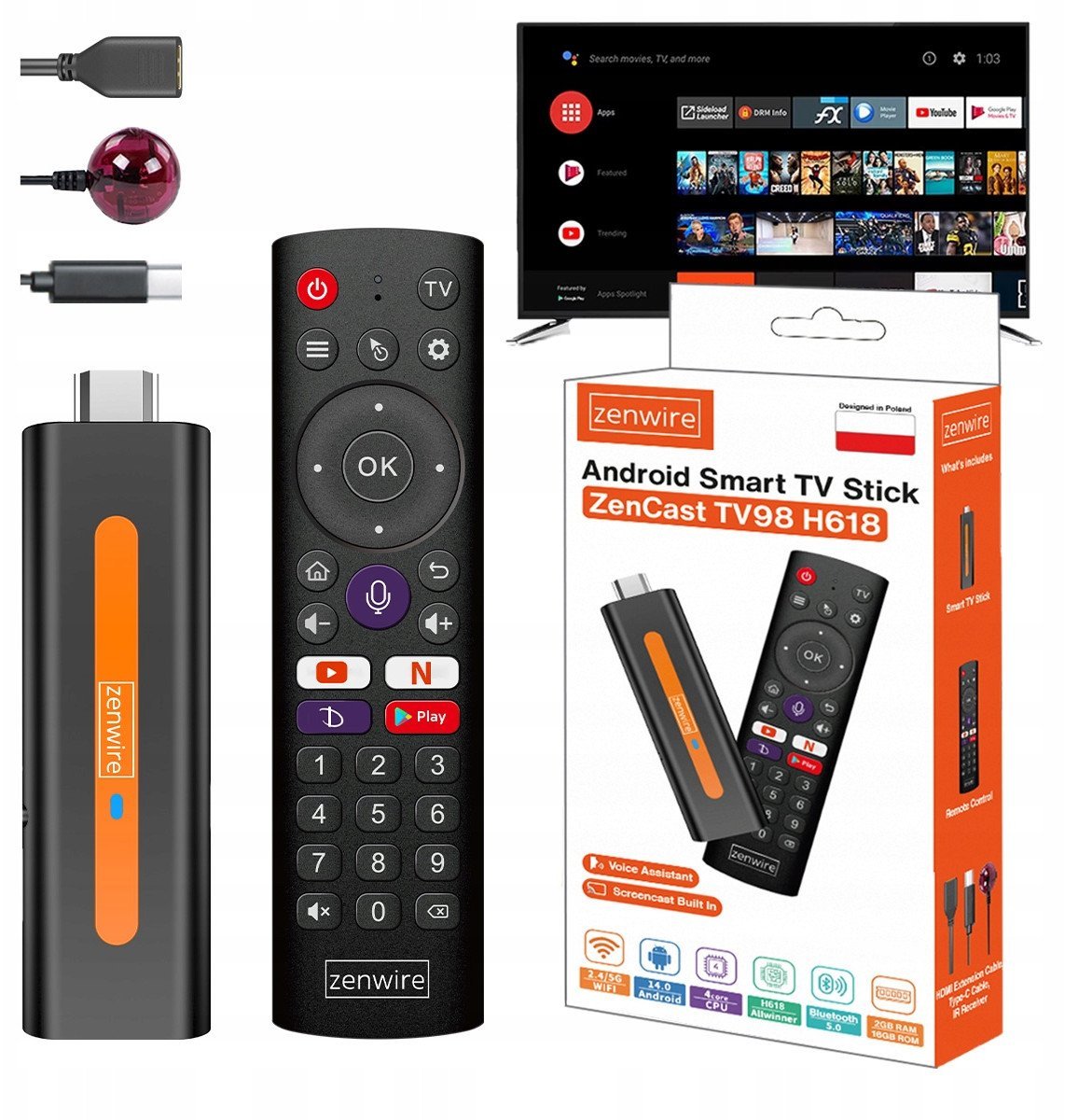 Multimedialny Retoo  Multimedialny Przystawka Android 14