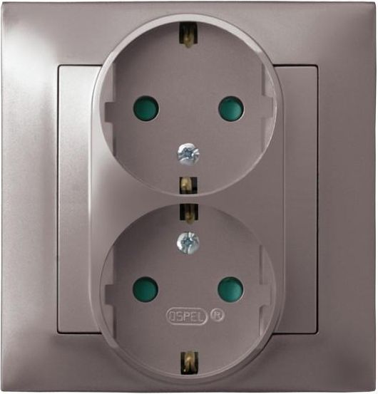 Ospel schuko z przesłonami tytan (GP-2YSP/23)