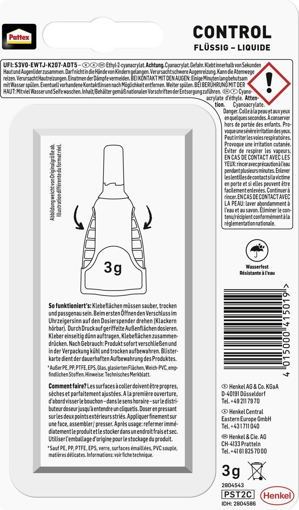 Pattex  sekundowy Matic płynny,  aplikacyjna, 3g