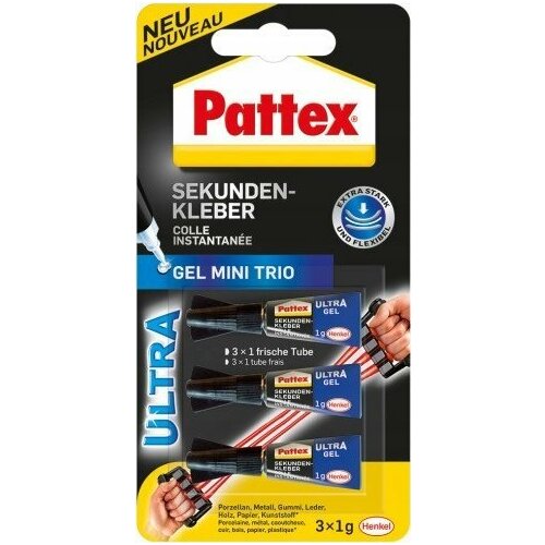 Pattex Sekundenkleber Mini-Trio Gel, 3 Tuben1g