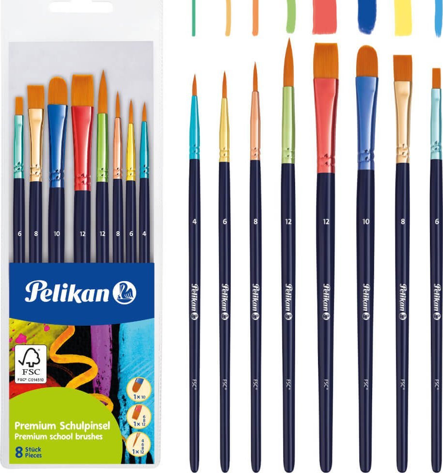 PELIKAN Schulpinselset Premium PI8/PB 8 Stück