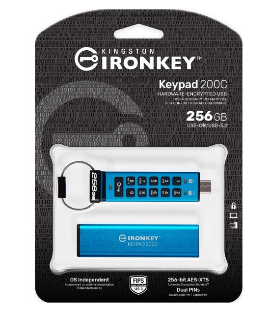 Kingston Pendrive 256GB IronKey Keypad 200C
