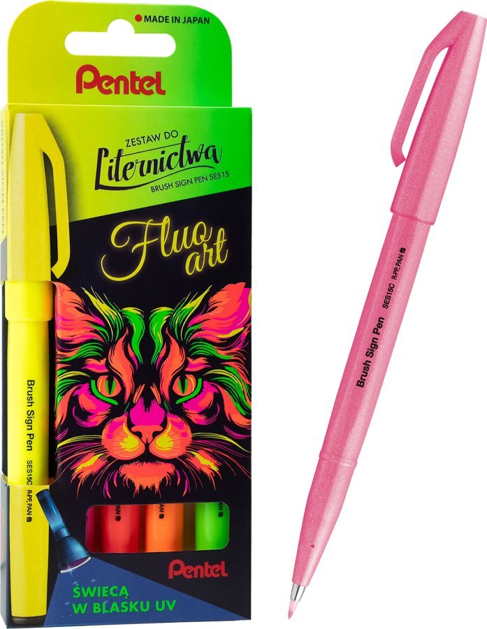 Pentel Liternictwa Brush Sign Pen Fluo