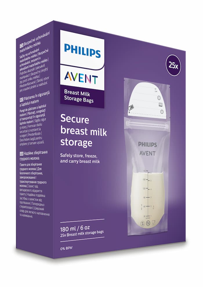 Philips Avent krūts piena maisiņi 180ml/25
