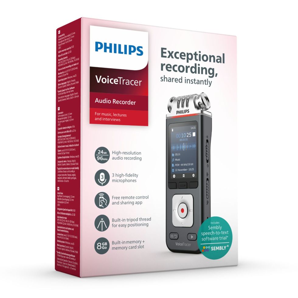 Philips DVT6115 Balss ierakstītājs 8GB atmiņas