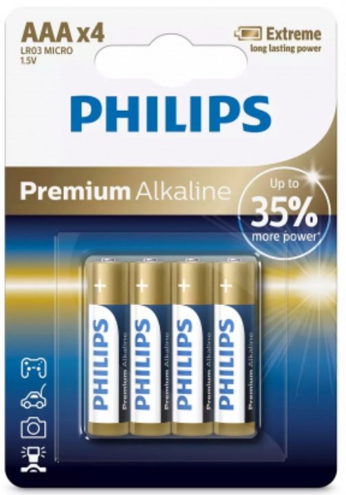PHILIPS  Premium Alkaline (iepakojumā 4 gab)