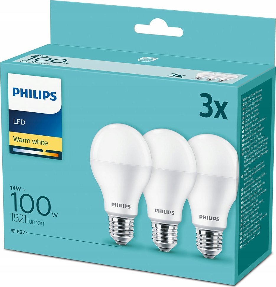Philips Philips LED Lamp E27 3-Pack