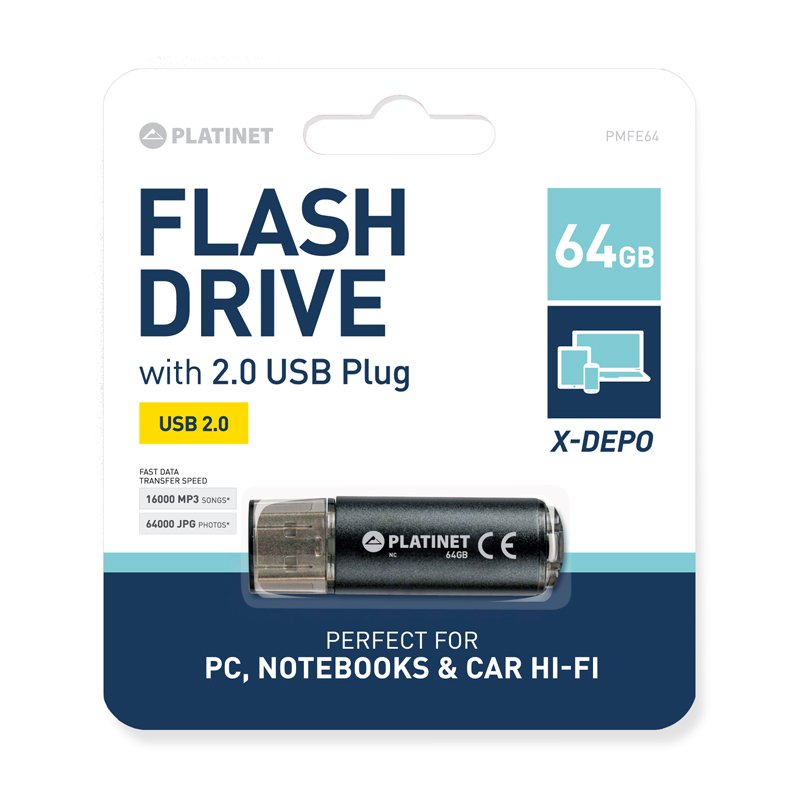 Pendrive Platinet X-Depo, 64 GB (PMFE64B)