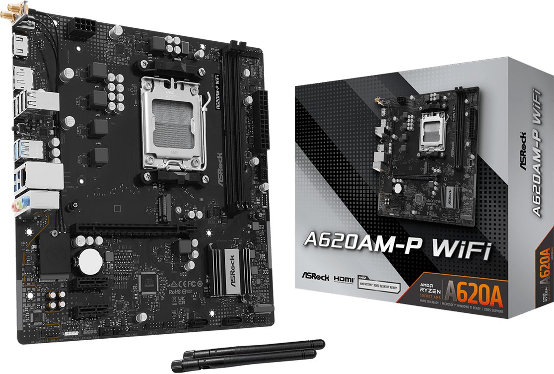 Mainboard|ASROCK|AMD A620A|Socket AM5|micro ATX|RAM DDR5-SDRAM|2xSlots|Wi-Fi Yes|Bluetooth