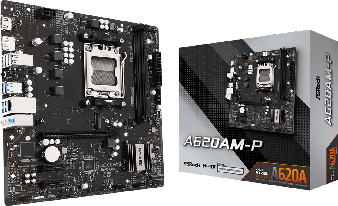 Mainboard|ASROCK|AMD A620A|Socket AM5|micro ATX|RAM DDR5-SDRAM|2xSlots|1xNumber of