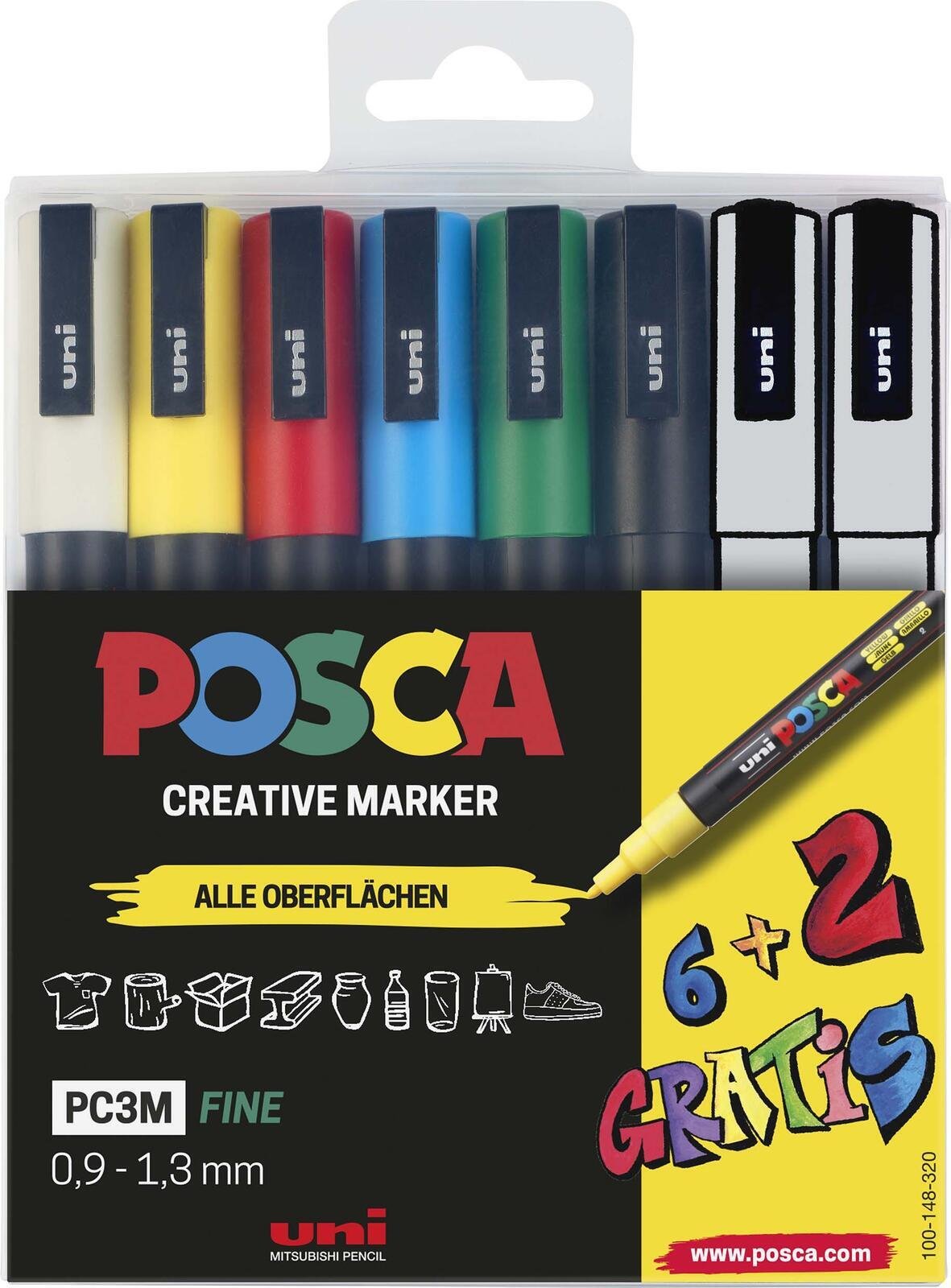 Posca POSCA Marker UNI PC-3M 6+2