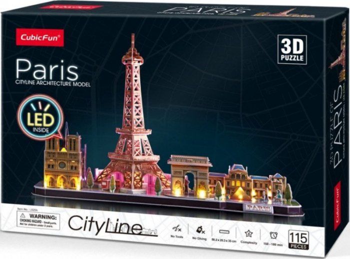 PUZZLE 3D CITY LINE LED PARYŻ