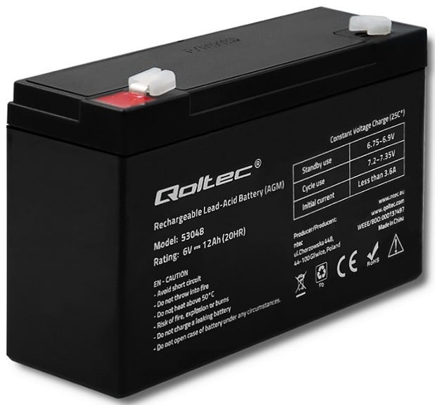 QOLTEC AGM Battery 53048 6V 12Ah
