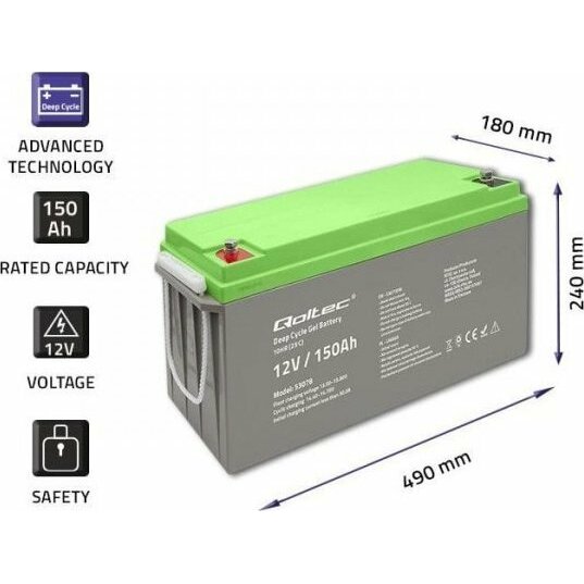 Qoltec  żelowy Deep Cycle | 12V