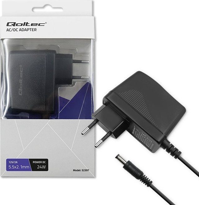 Qoltec Zasilacz wtyczkowy 24W | 12V