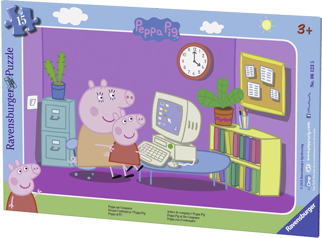 Ravensburger Puzzle 15 Peppa komputerze 061235