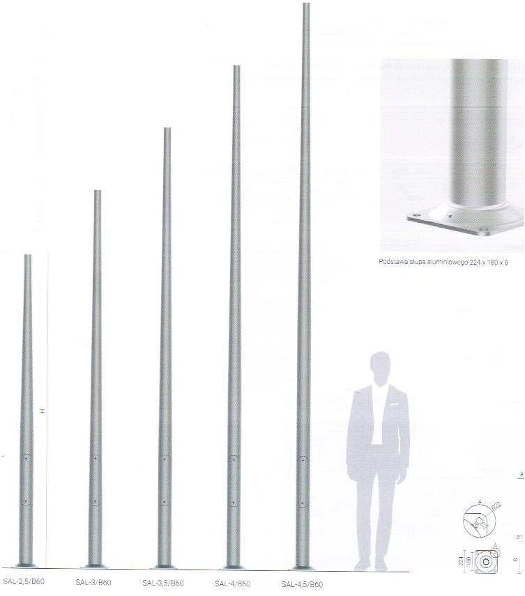 ROSA SŁUP ALUM.SAL-6 ANODOWANY INOX