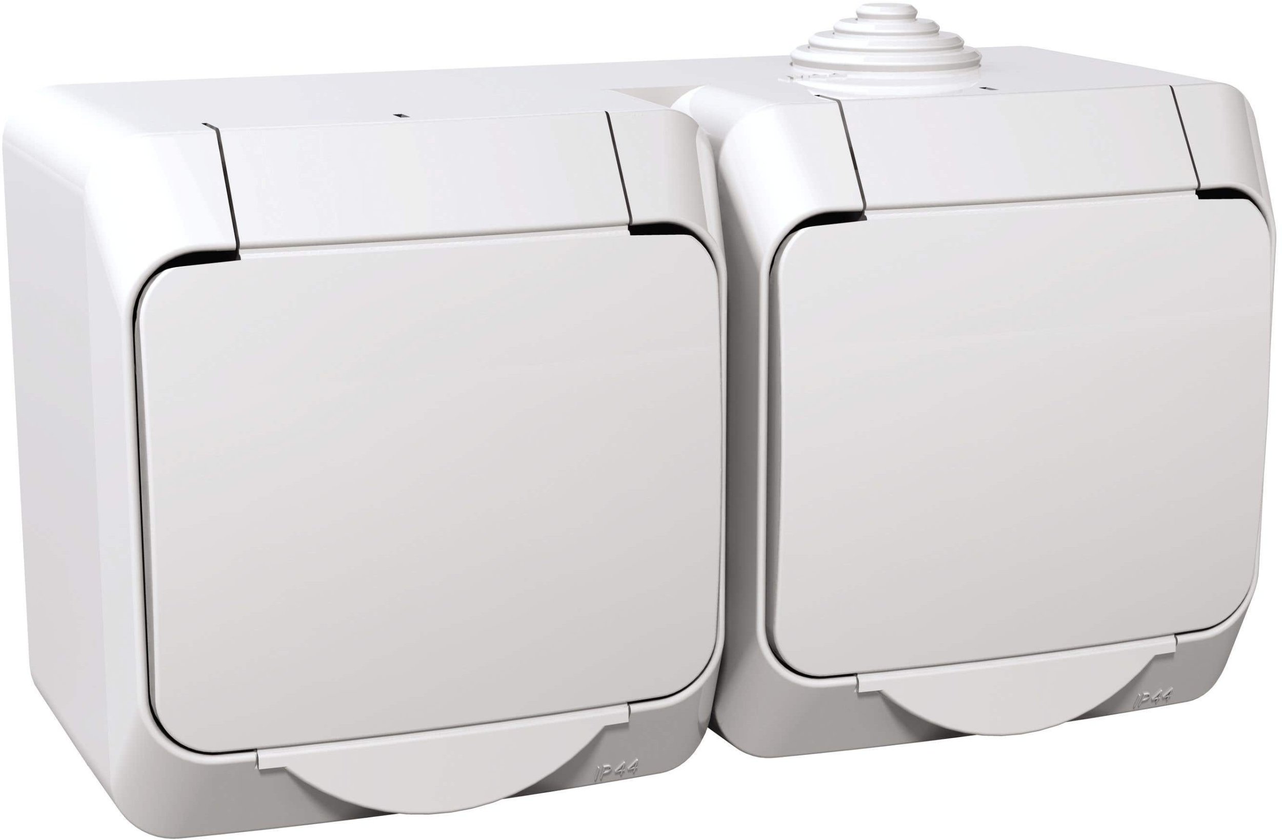 Schneider SOCKET DOUBLE IP44 WHITE CEDAR+