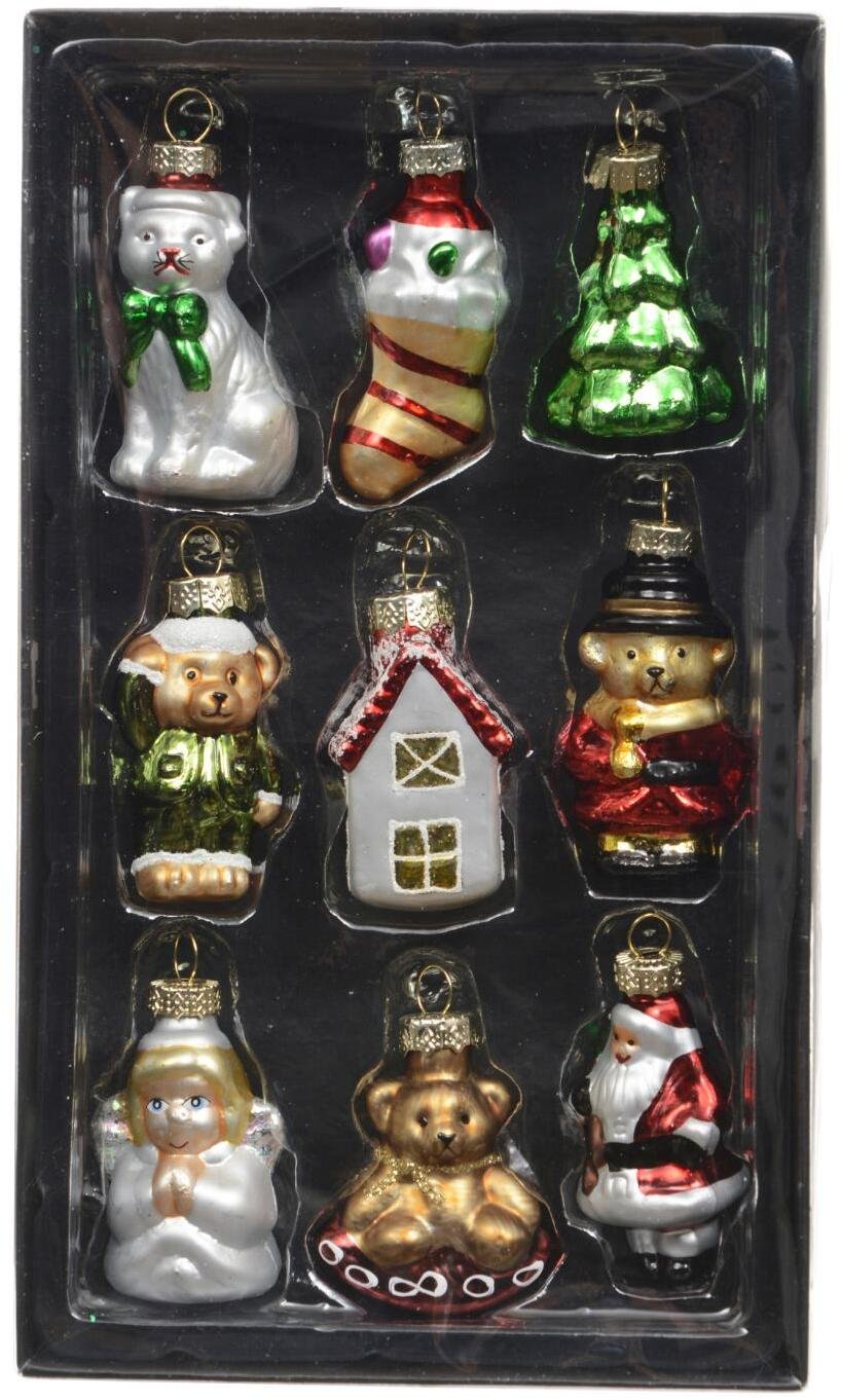 Skrzynkazdrewna z Ornaments glass figures 5CM