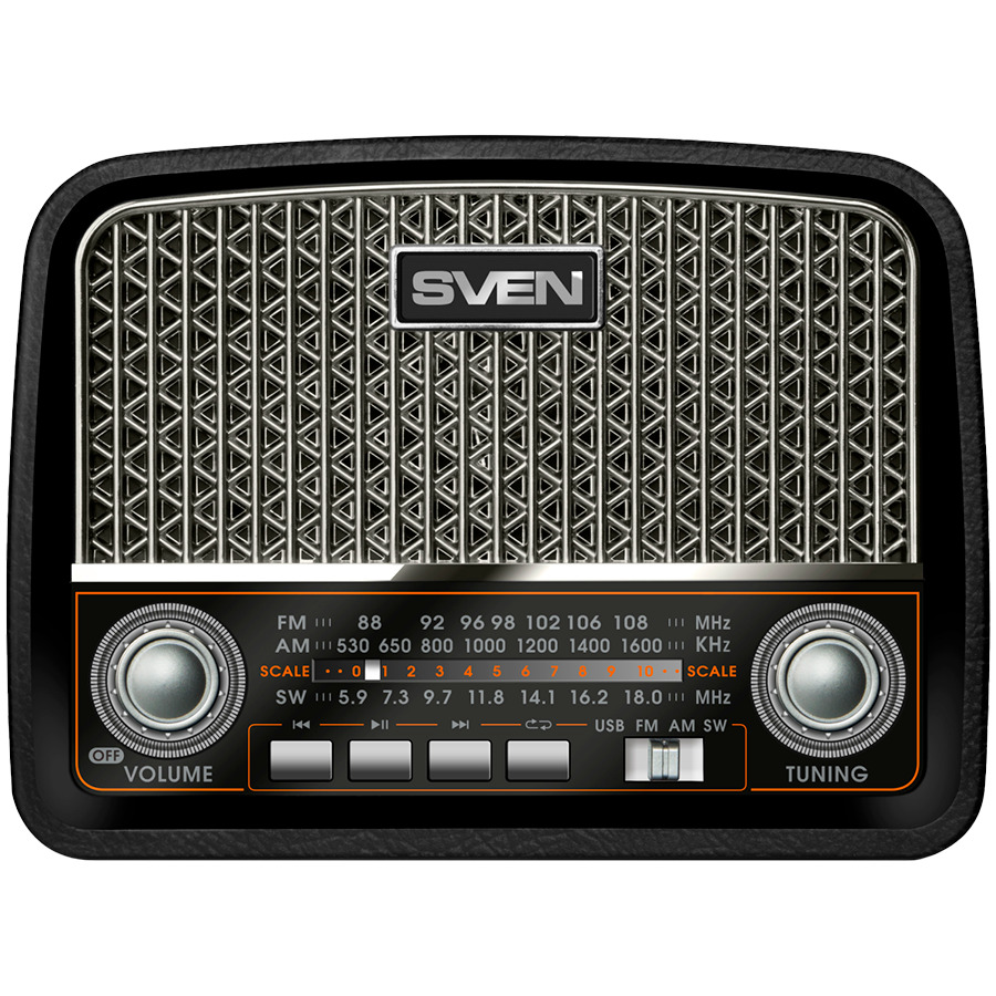 SVEN Speaker  SRP-555, black-silver (3W, FM/AM/SW