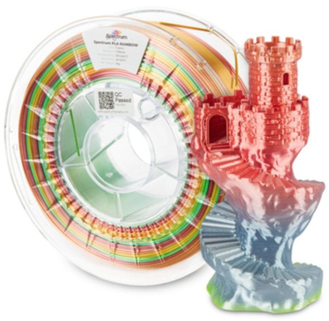 Spectrum 3D filament, PLA Silk Rainbow