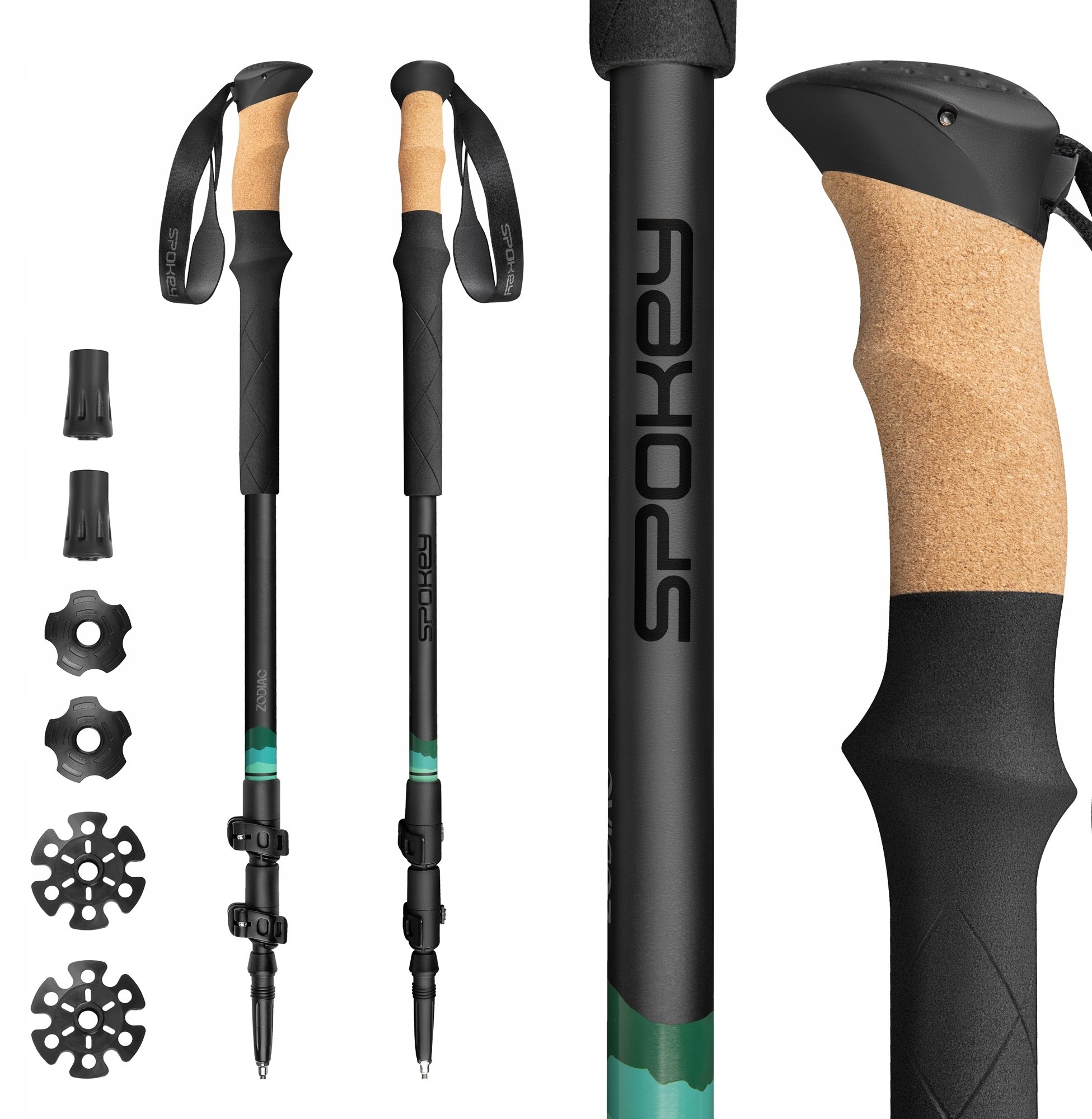 Spokey ZODIAC TREKKING POLE BK/GN |