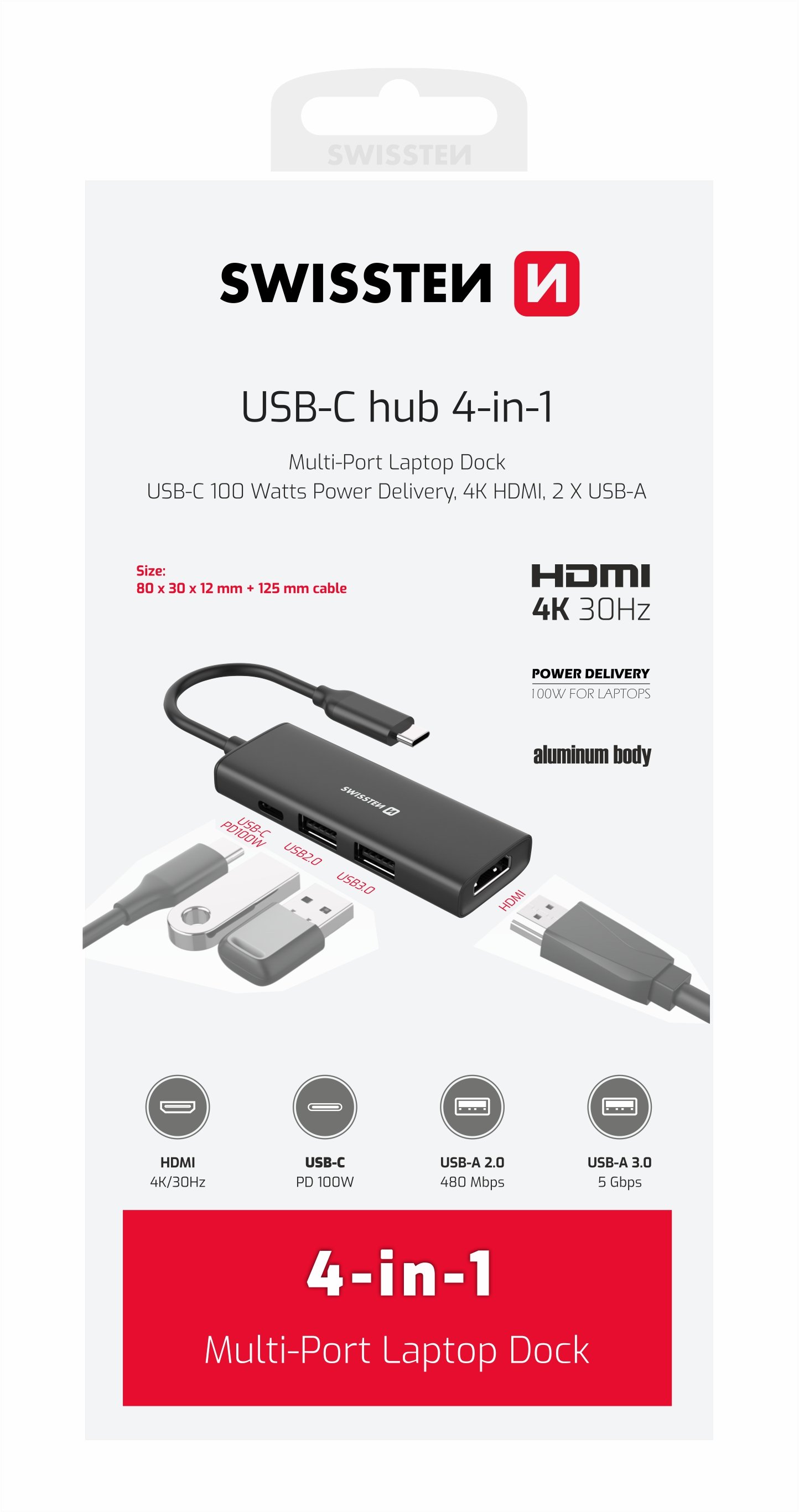 Swissten USB-C Hub Daudzportu klēpjdatora dokstacija