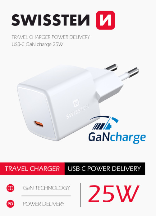Swissten Mini GaN 1x USB-C 25W
