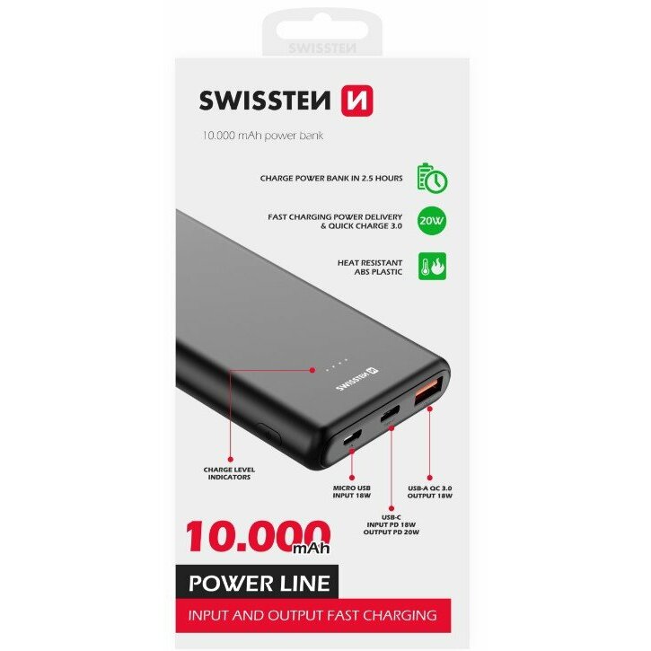 Swissten Line Power Banka Ārējās Uzlādes